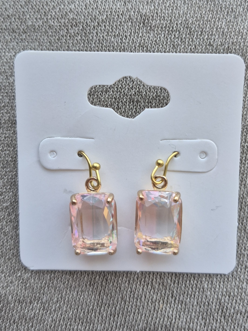 Gold-Plated Pink Crystal Drop Earrings